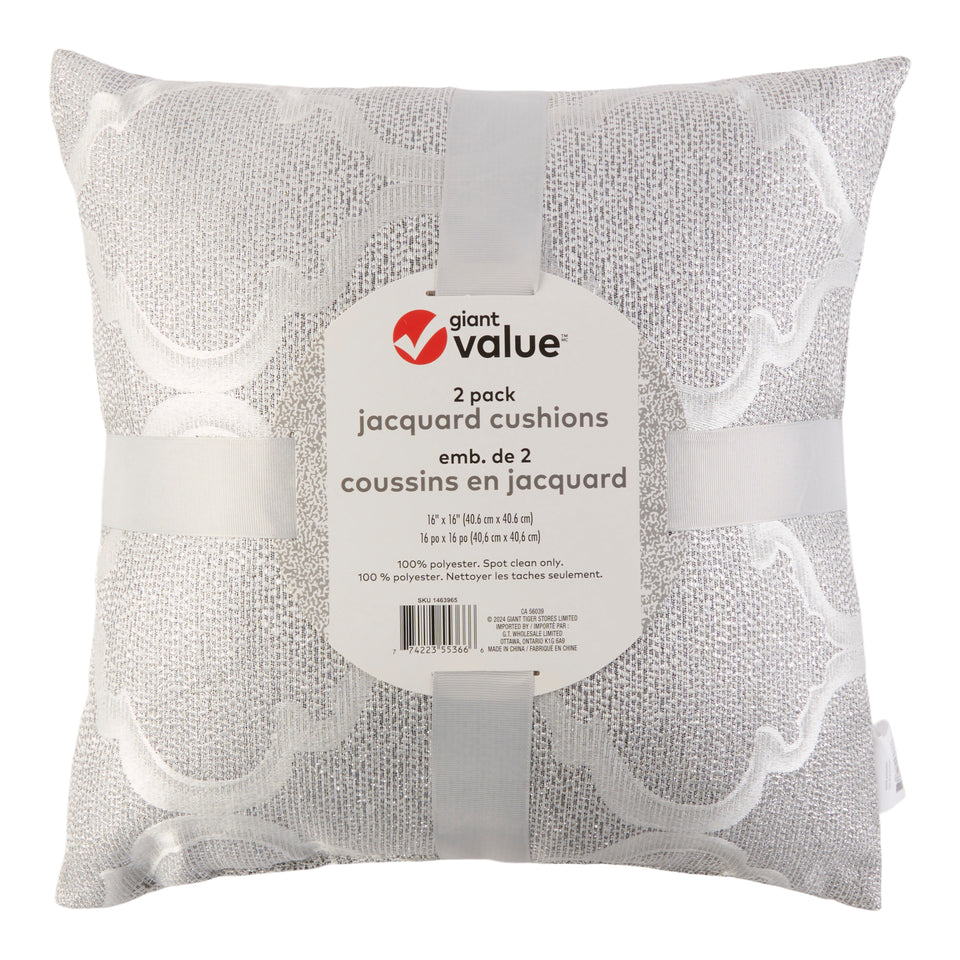 タオル・ハンカチ vaultroom VWC JACQUARD CUSHION Giant Value Jacquard Cushions, 16-in x 16-in, 2 Pack – Giant Tiger