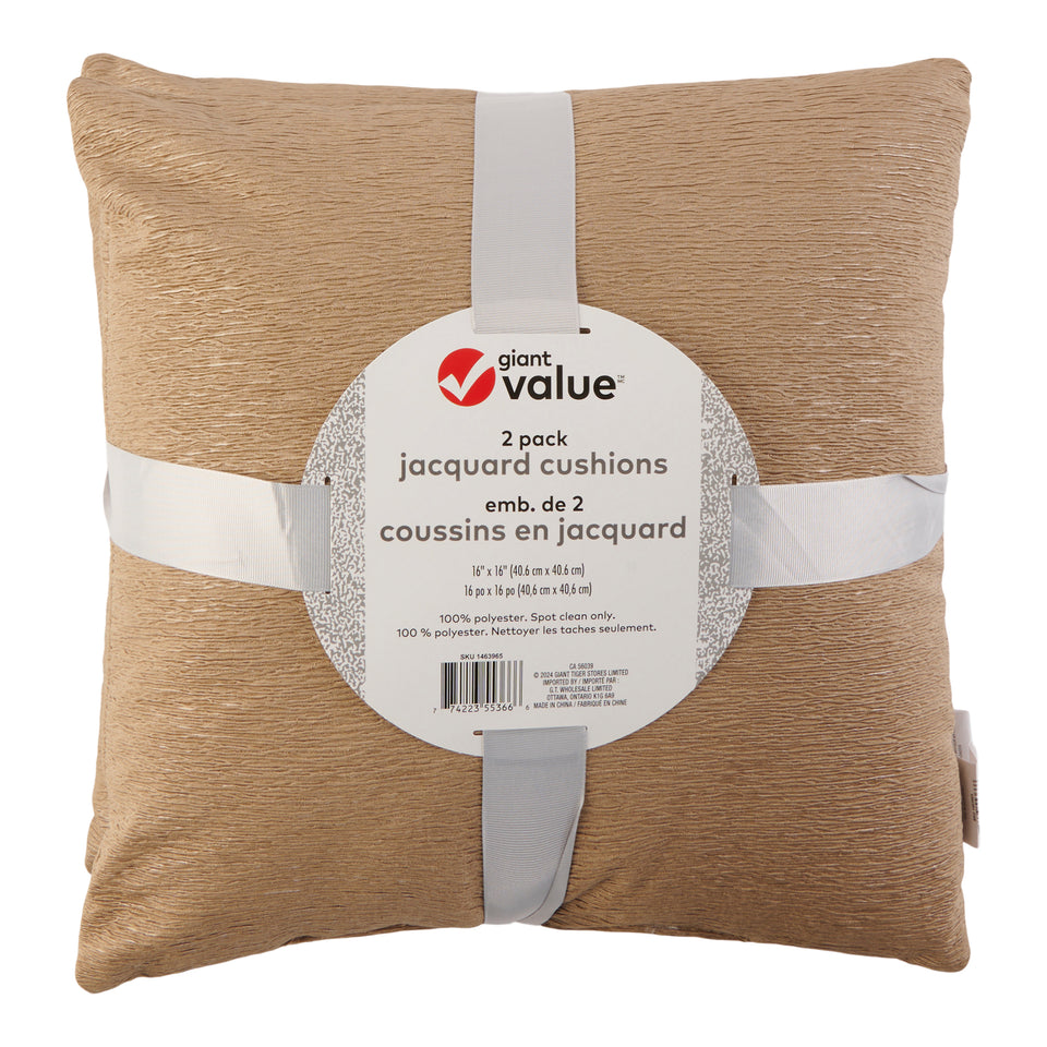 Giant Value Jacquard Cushions, 16-in x 16-in, 2 Pack – Giant Tiger