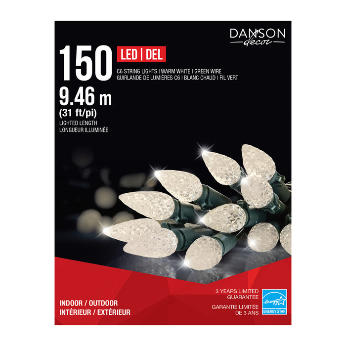 Danson Décor 150 LED C6 String Lights, Warm White, 31-ft.