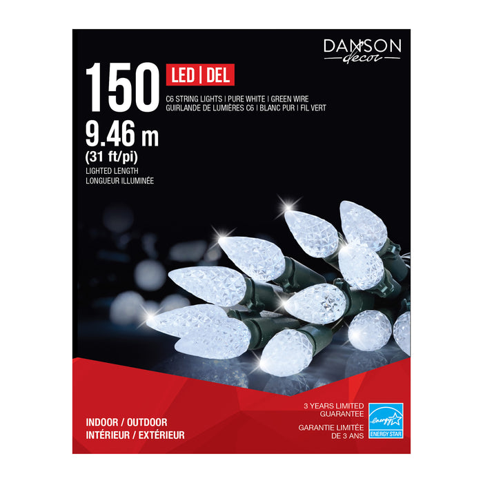 Danson Décor 150 LED C6 String Lights, Bright White, 31-ft.