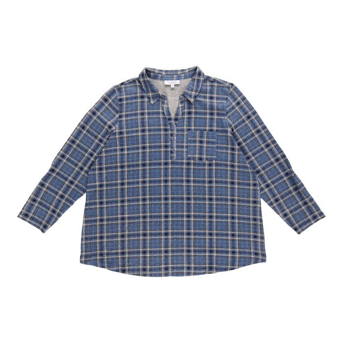 mySTYLE Women's Plus Plaid Henley