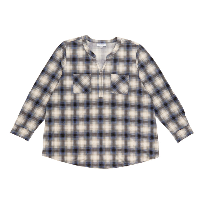 mySTYLE Women's Plus Plaid Knit Top