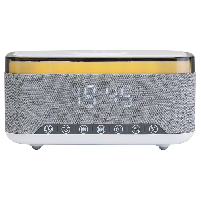 Charging Alarm Clock & Speaker, White, 7-in x 4.5-in x 4-in.