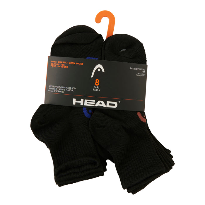 HEAD Boys' Quarter Crew Sport Socks, 8-Pack