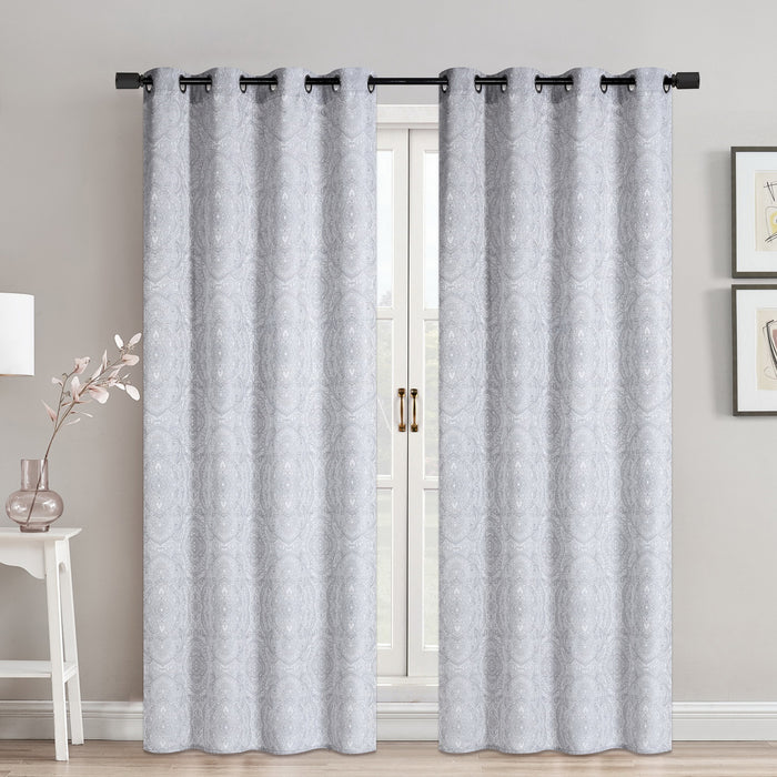 Rideau en jacquard d'aspect lin avec oeillets - assortiment, 52 po x 84 po
