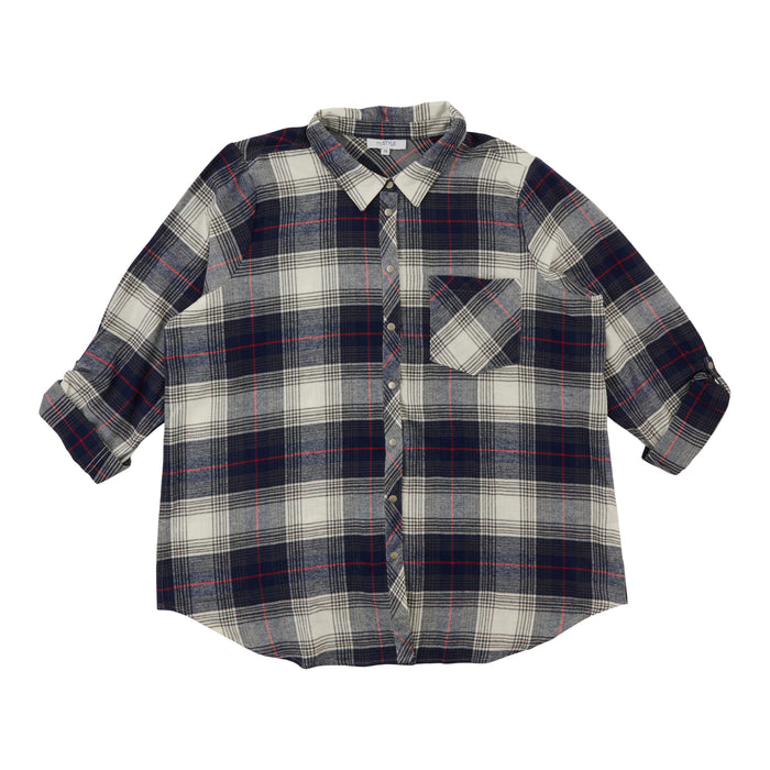 Chemise à boutons-pression en flanelle taille plus mySTYLE pour femmes