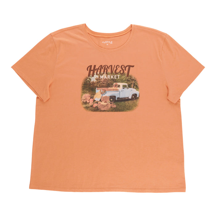 T-shirt à imprimé à thème de la moisson taille plus mySTYLE pour femmes