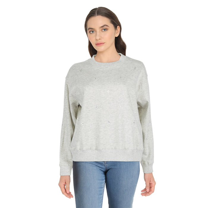 mySTYLE Women's Embellished Crew Neck Sweater