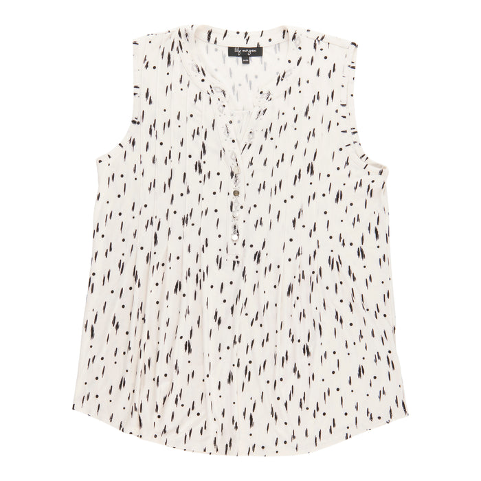 lily morgan Women's Pintuck Button Detail Top