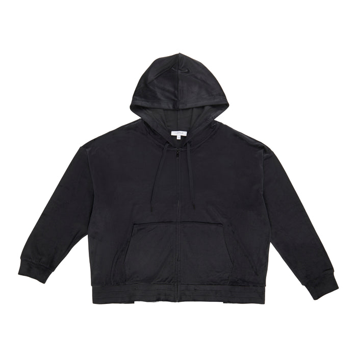 Veste en velours à capuchon taille Plus mySTYLE pour femmes