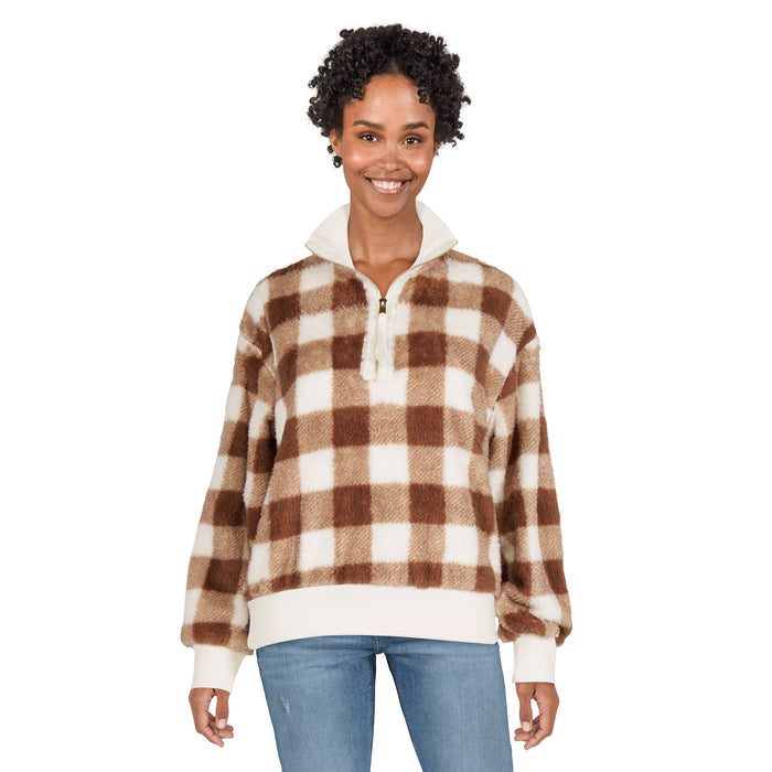 Haut en molleton sherpa à col montant avec fermeture à glissière 1/4 mySTYLE pour femmes