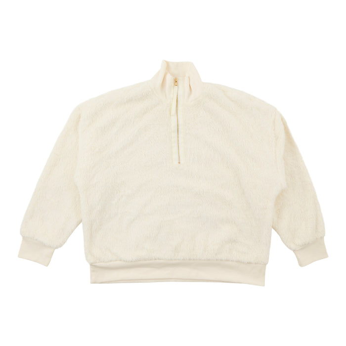 mySTYLE Women's Plus Mock-Neck Quarter Zip Sherpa Sweatshirt