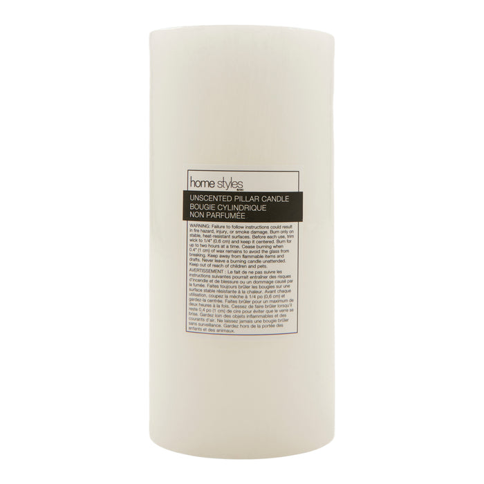Chandelle pilier HomeStyles, non parfumée, blanche, 3 po x 6 po