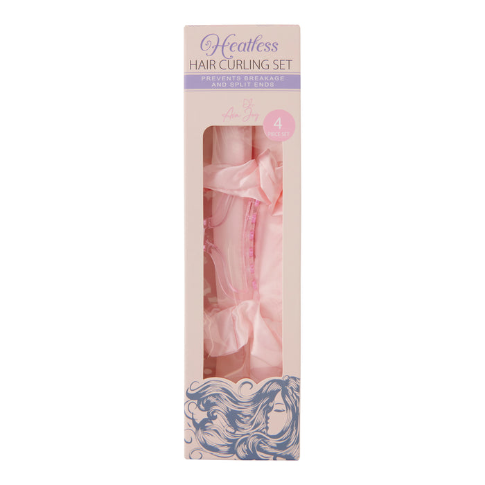 Ensemble de 4 accessoires à friser les cheveux sans chaleur, rose