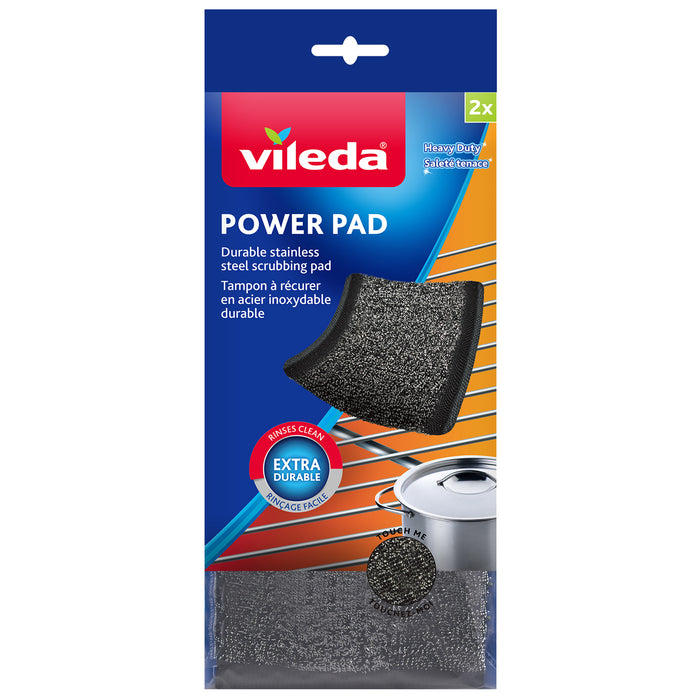 Vileda Power Pad Long-Lasting Stainless Steel Scrubbing Pad