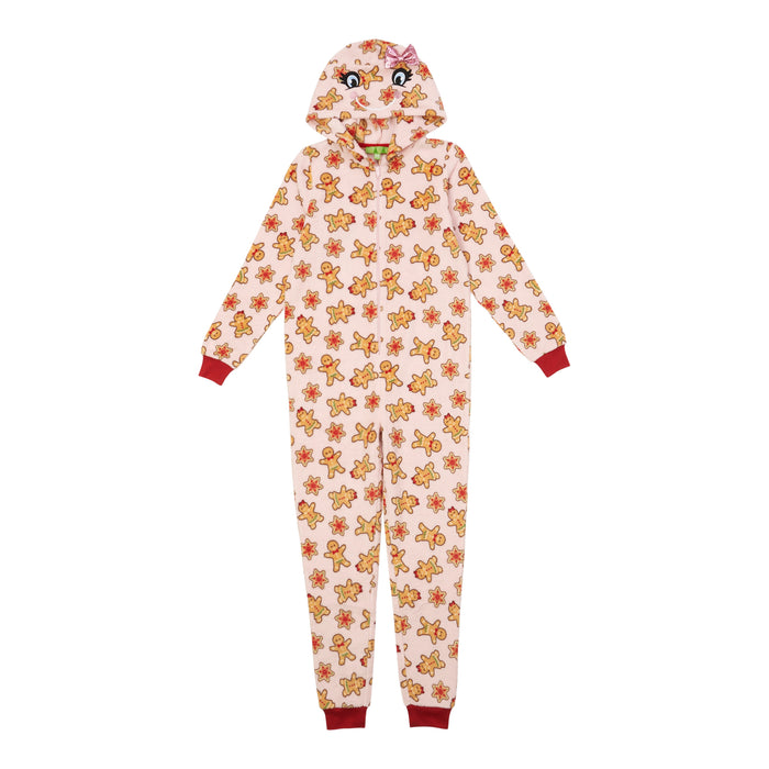 Comfy Cozy Girls' Family Long Sleeve Hooded Plush Onesie
