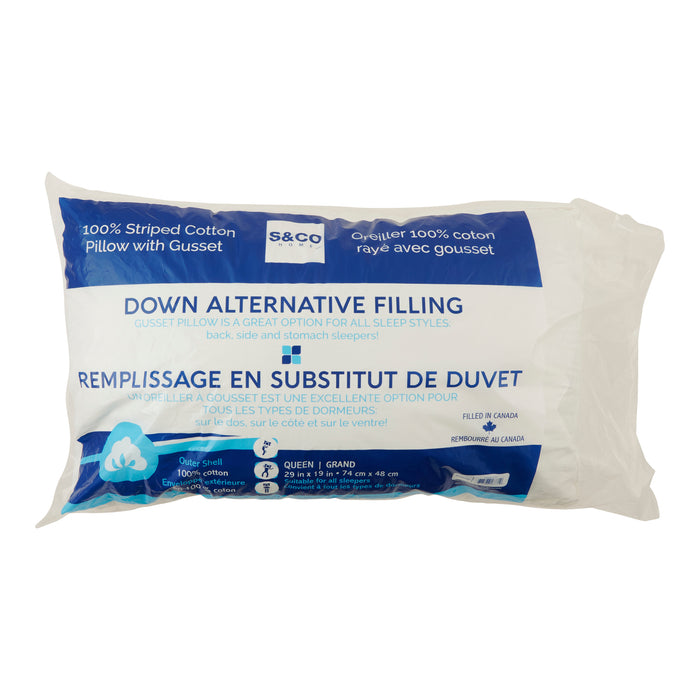 Oreiller en coton avec soufflet, 19 po x 29 po