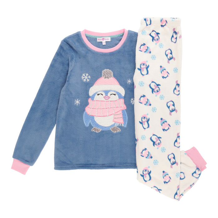 Pyjama à manches longues en peluche Inspiration hivernale BELLA & BIRDIE pour filles, 2 pièces