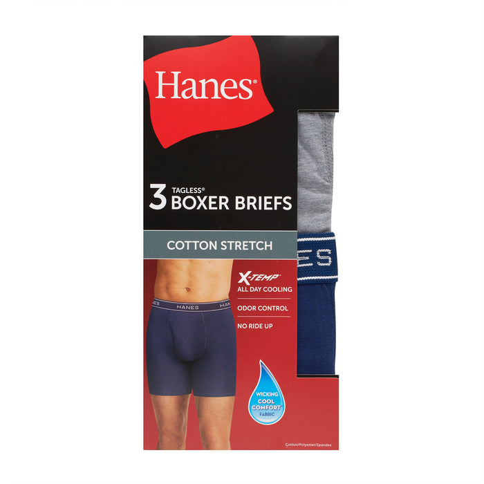 Hanes Men's Cotton Boxer Brief, 3-Pack