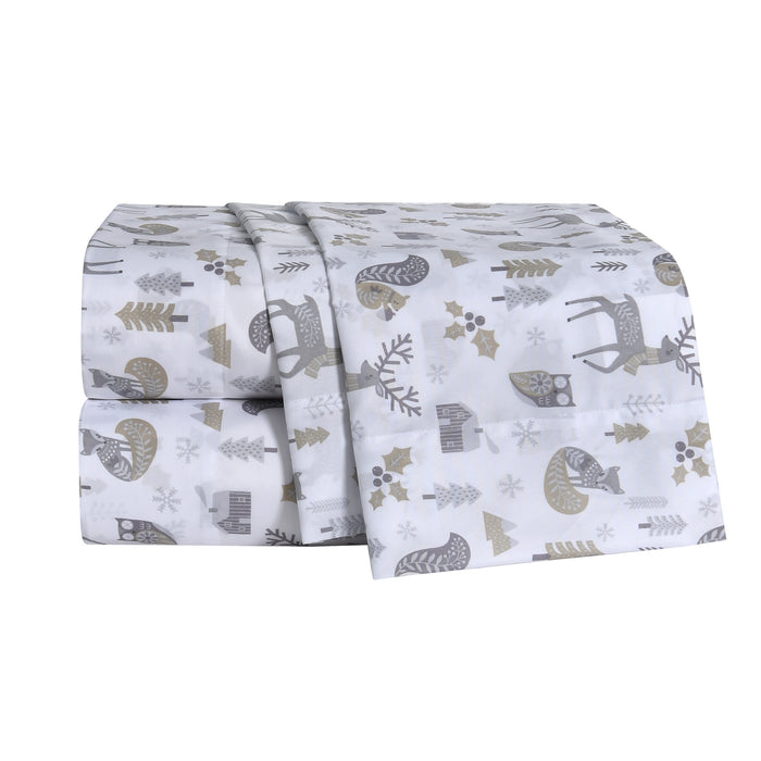 Ensemble de draps imprimés des fêtes, lit deux places, 4 pièces