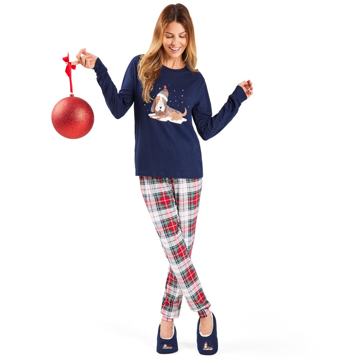 Carisma Women's Long Sleeve Dogs Family PJ Set, 2-Piece