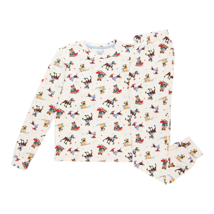 Pyjama à manches longues à motif de chien Carisma pour femmes, 2 pièces, assortiment pour la famille
