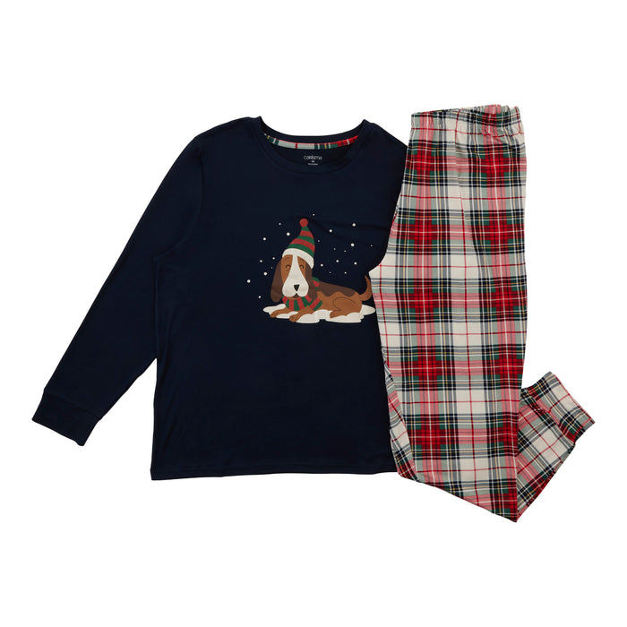 Carisma Women's Plus Long Sleeve Dogs Family PJ Set, 2-Piece