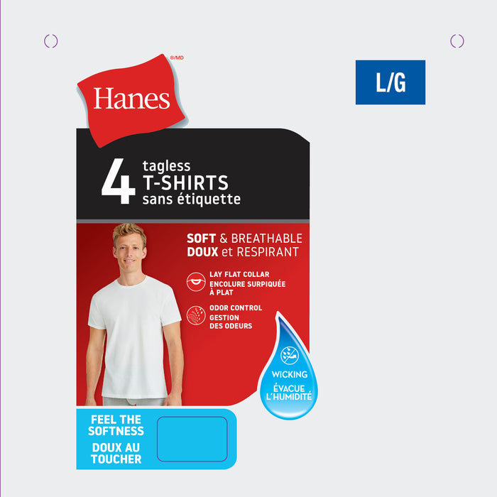 Hanes Men's Lightweight Crew Neck Undershirt, 4-Pack
