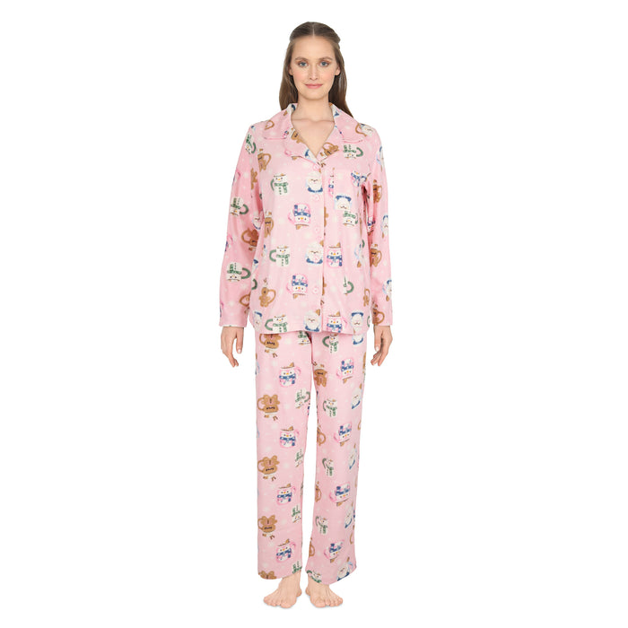 Pyjama cintré à manches longues en tissu micropolaire Carisma pour femmes, 2 pièces