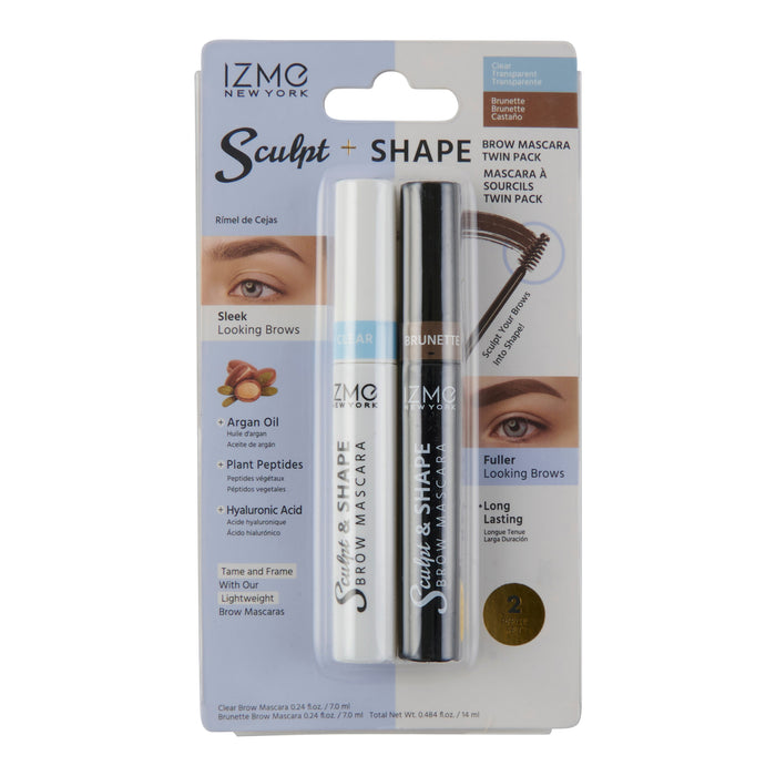 IZME Brow Mascara, Brown + Clear, 2-Pack
