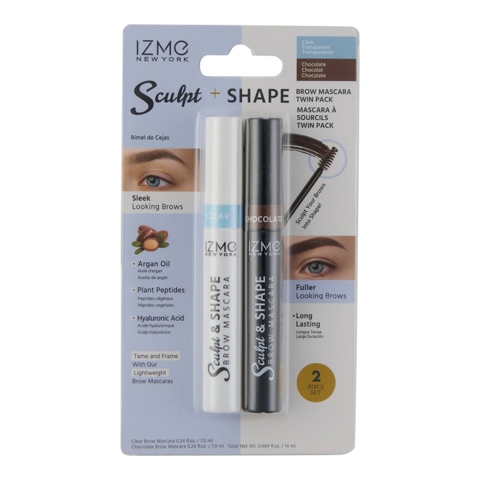 IZME Brow Mascara, Chocolate + Clear, 2-Pack