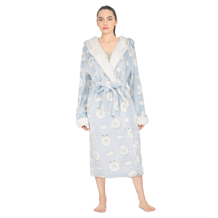 Carisma Women's Knee-Length Hooded Jacquard Robe