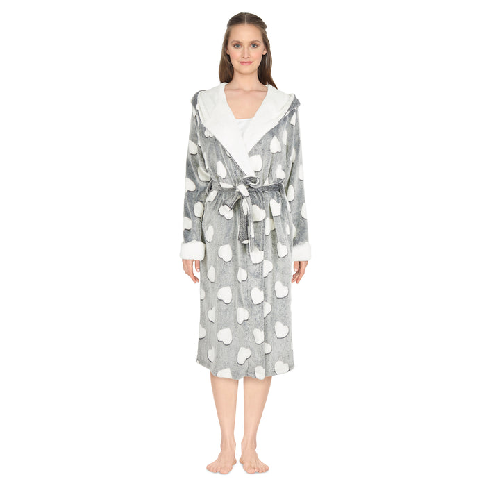 Carisma Women's Hooded Knee-Length Plush Robe