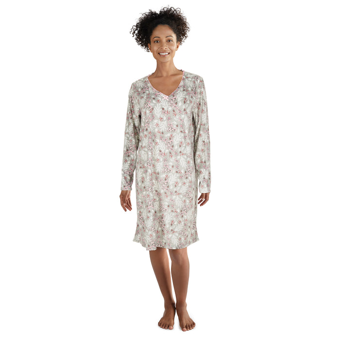 Robe de nuit à manches longues en velours Carisma pour femmes