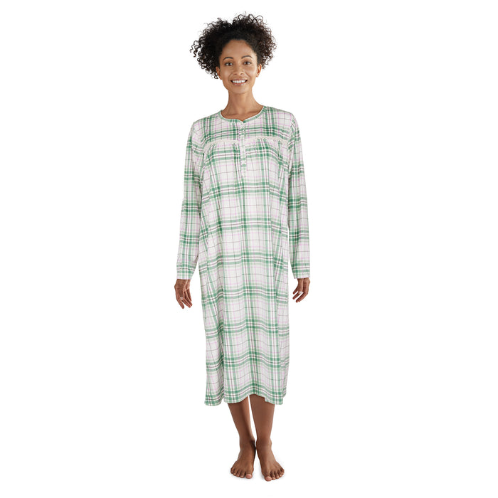 Chemise de nuit en velours à col henley Carisma pour femmes