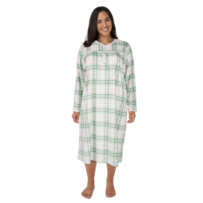 Carisma Women's Plus Velour Henley Nightgown