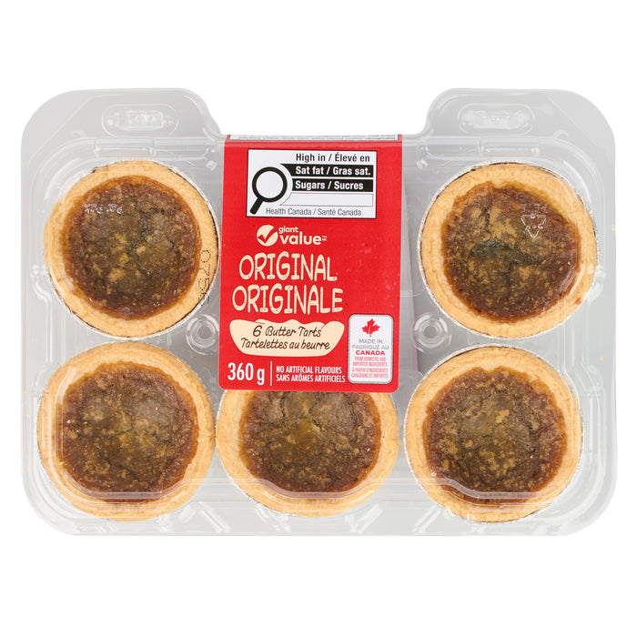 Giant Value Original Plain Butter Tarts, 6-Pack, 360 g