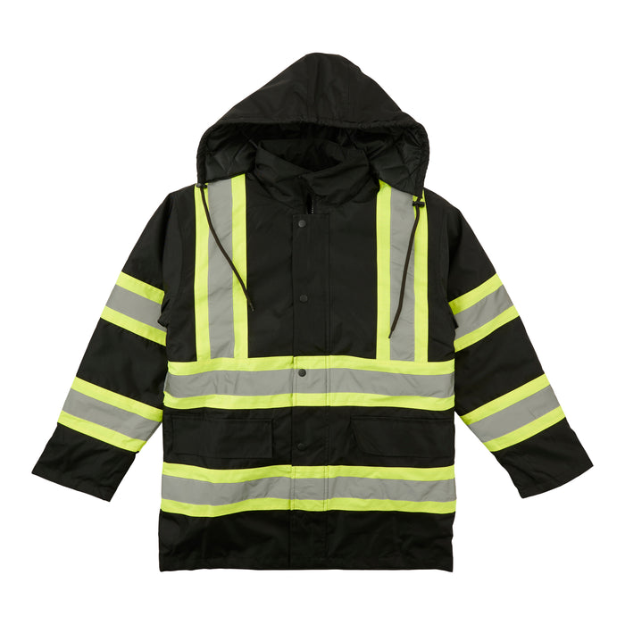 Manteau d'hiver de travail avec bandes réfléchissantes haute visibilité 4 en 1 Tradesmax Pro pour hommes, noir