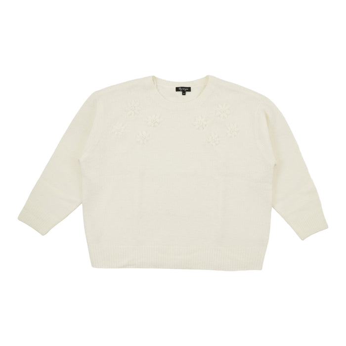 lily morgan Women's Plus Embroidered Flower Sweater
