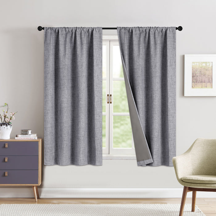 Rideaux opaques d'aspect lin avec passe-tringle - emb. de 2, assortiment, 37 po x 63 po