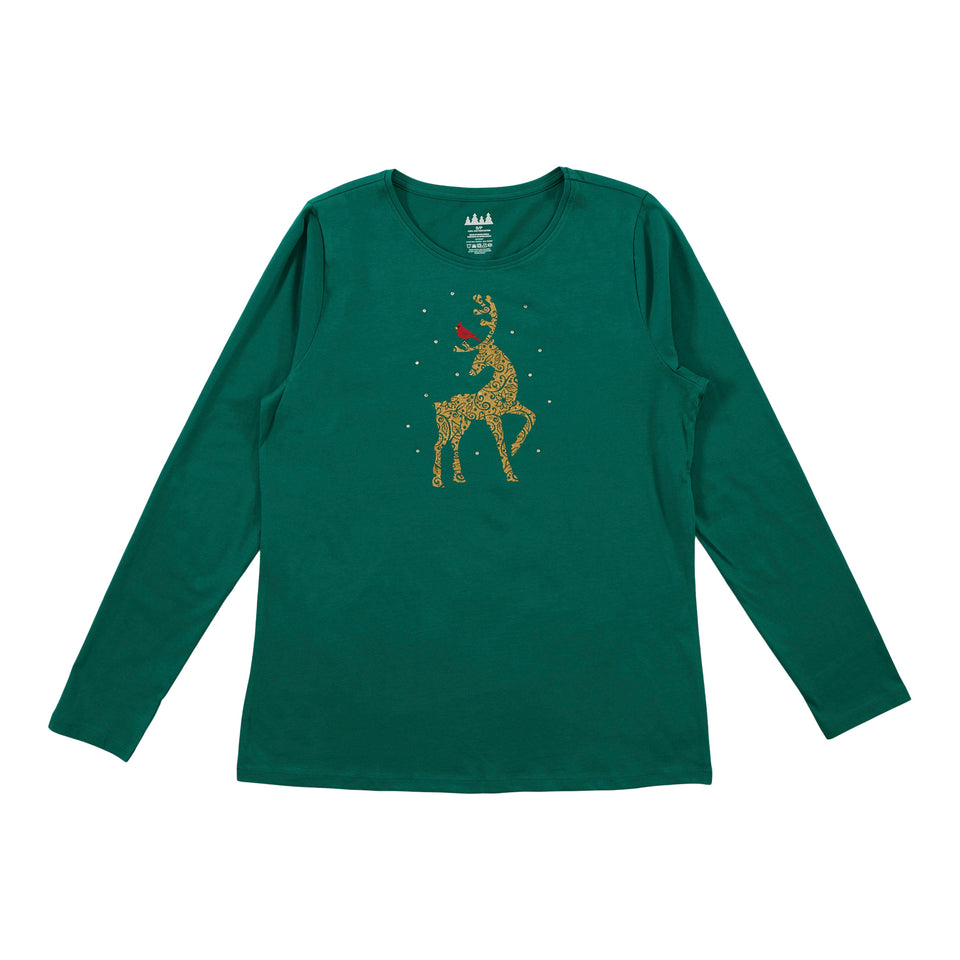 Decogiver Women's Christmas Holiday Sweatshirt - Long Sleeve Round Neck Casual Festive Top