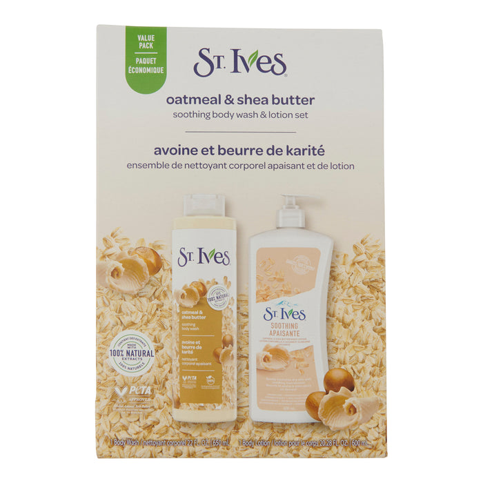 Ensemble-cadeau lotion et nettoyant pour le corps à l’avoine et au beurre de karité St. Ives