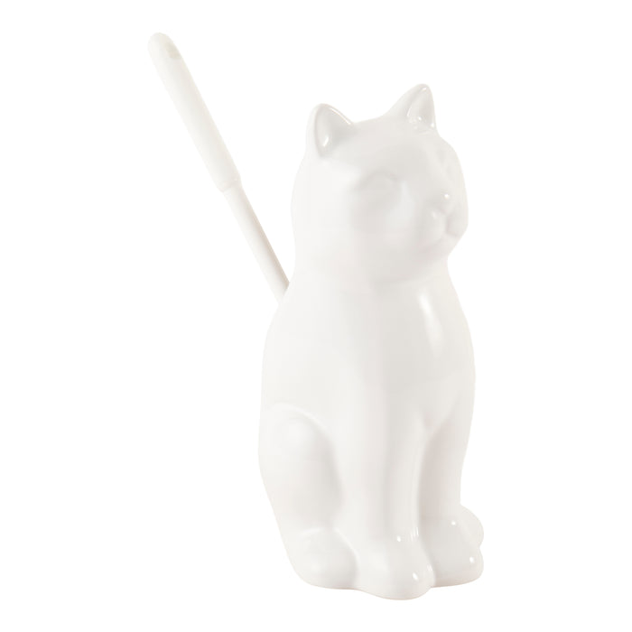 HomeStyles Ceramic Cat/Dog Toilet Bowl Brush, White
