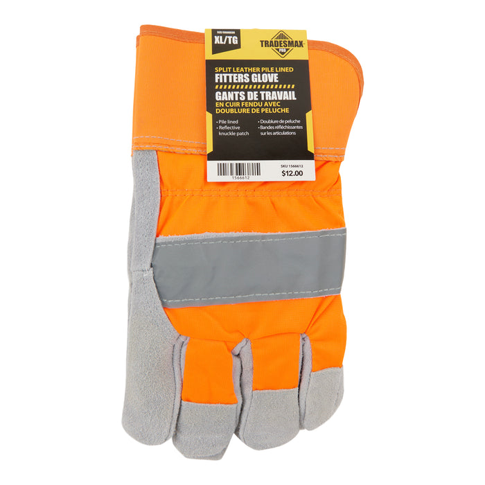 Gants de travail en cuir avec doublure en molleton Tradesmax Pro pour hommes
