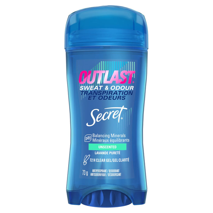 Secret Outlast Sweat & Odor Deodorant, Unscented, 73 g