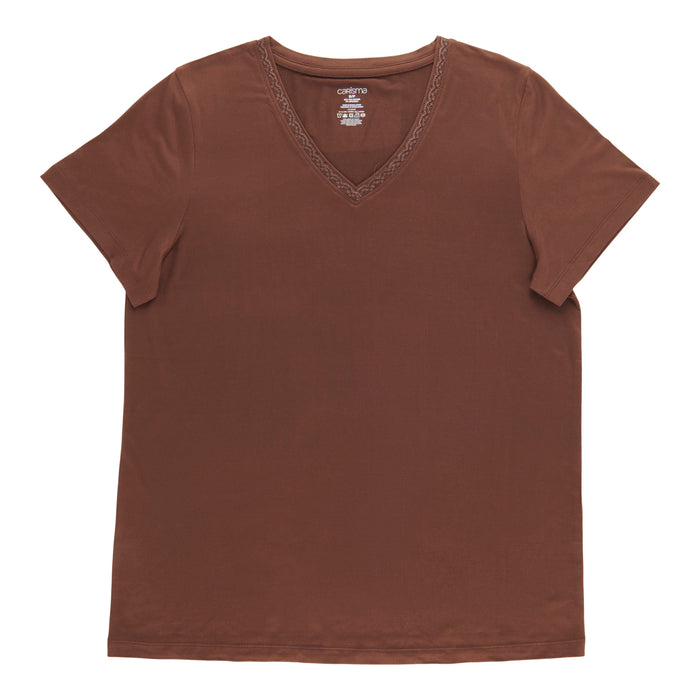 T-shirt à col en V avec dentelle Carisma pour femmes