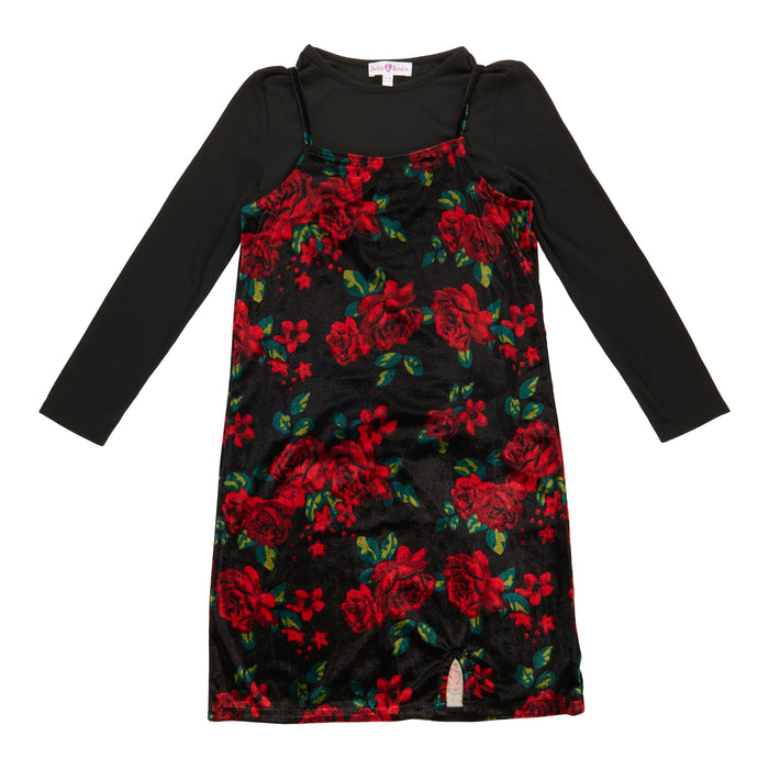 BELLA & BIRDIE Girls' North Country Printed Velour Dress