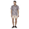 Men's Printed Knit Short Sleeve Collared Button-Up Shirt