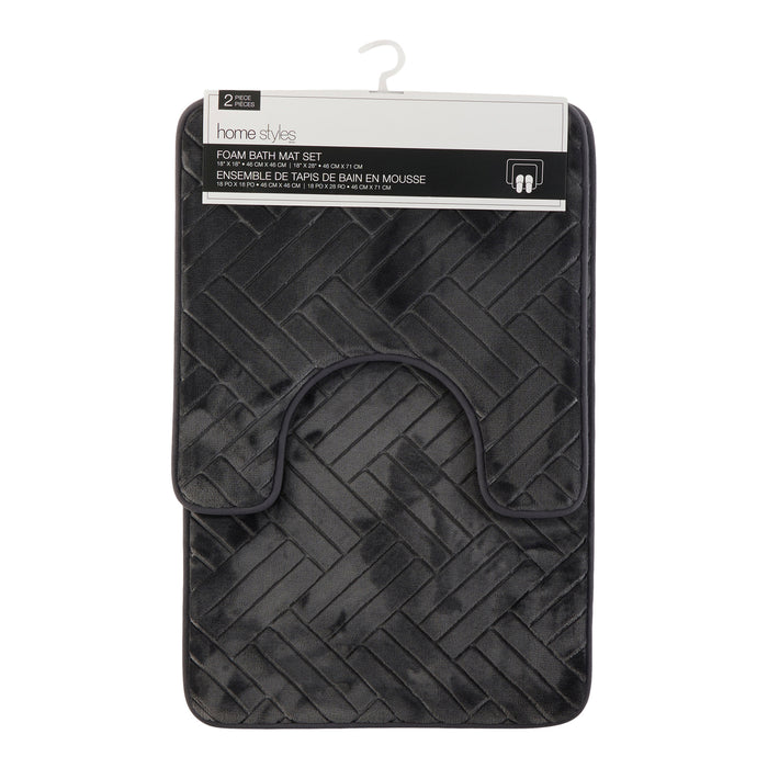 Tapis de bain en mousse à motif géométrique HomeStyles, 2 pièces
