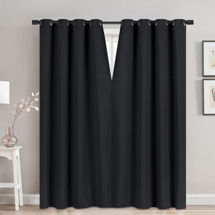 Rideau occultant magnétique imitation soie, noir – 52 po x 84 po